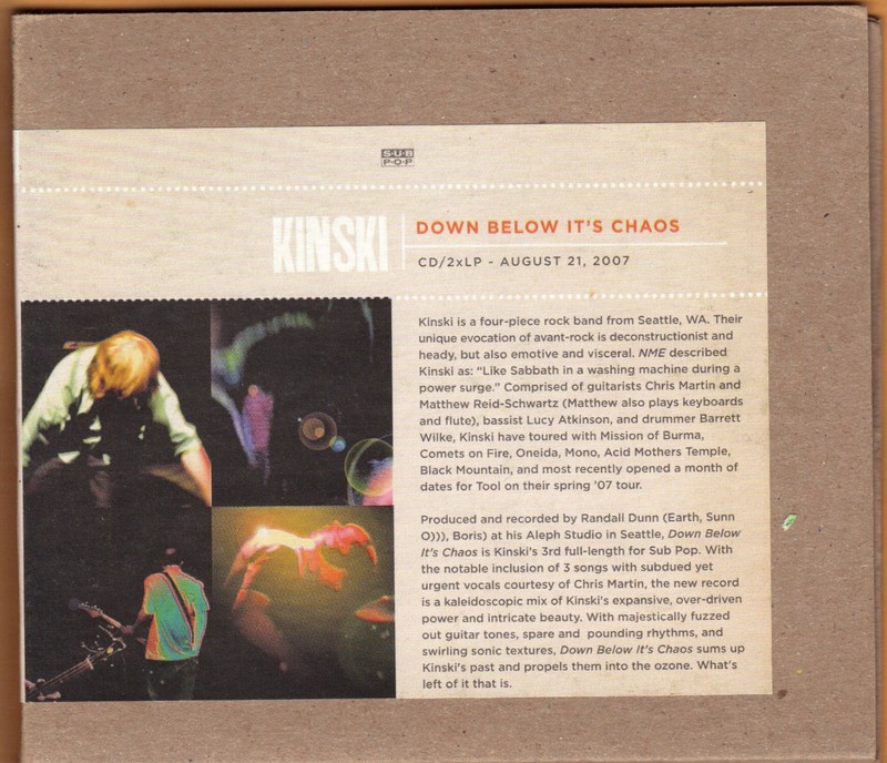 Kinksi Down «Below It’s Chaos» Sub Pop Advance CD Promo BALLARD50