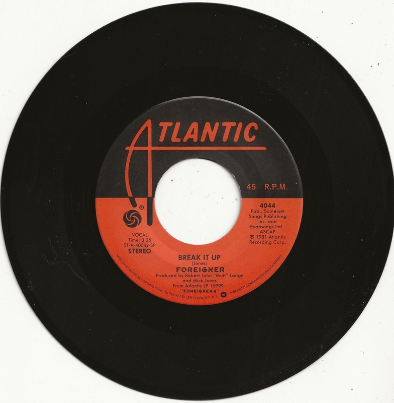 FOREIGNER ~ BREAK IT UP / HEAD GAMES (LIVE) 1982 ATLANTIC (#4044) 7" SINGLE w/PS gallery
