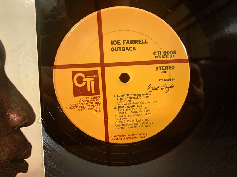 JOE FARRELL OUTBACK LP CTI RECORDS JAZZ RE RVG ELVIN JONES/COREA AIRTO CLEAN! gallery