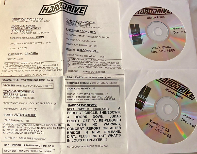 1/15/05 LOU BRUTUS HARDDRIVE:IN STUDIO ALTAR BRIDGE,SHADOWS FALL,VELVET REVOLVER