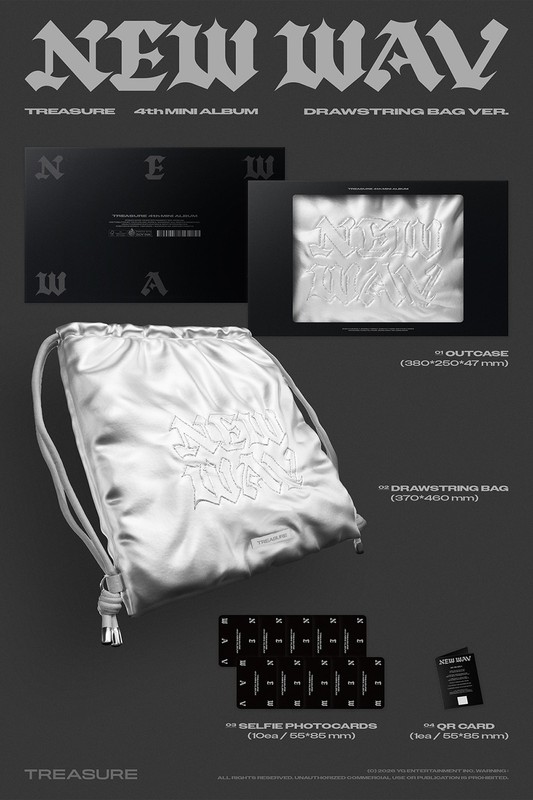 TREASURE NEW WAV 4th Mini Album LIMITED EDITION DRAWSTRING BAG Ver/QR+Bag+10Card gallery