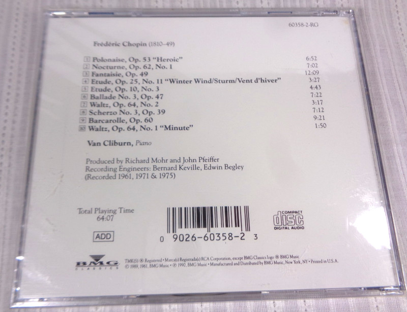 Van Cliburn - My Favorite Chopin CD 1990 RCA Victor Sealed New! gallery