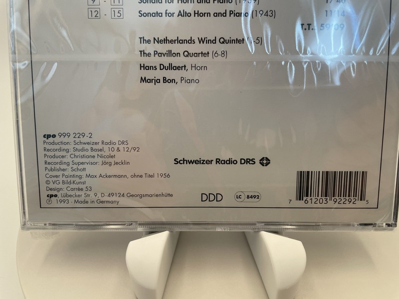 Paul Hindemith Horn Chamber Music CD Pavillon Quartet CPO 999 229-2 gallery