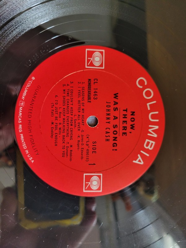 JOHNNY CASH NOW THERE WAS A SONG COLUMBIA RECORDS CL 1463 VG+ ULTRASONIC CLEANED gallery