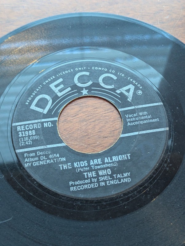 The Who - 45, 7" THE KIDS ARE ALRIGHT, A LEGAL MATTER 31988 gallery