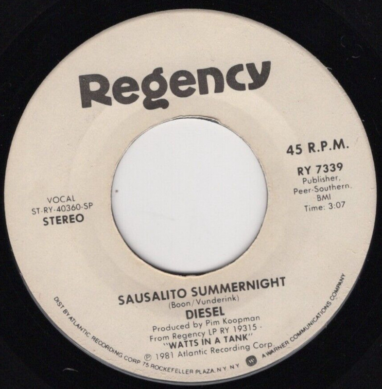Diesel – Sausalito Summernight 1981 Regency Rock VG Plays Clean