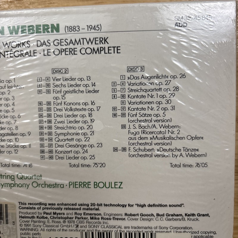 Pierre Boulez: Webern - Complete Works Opp. 1-31 (CD, 1991, 3 Disc) New Sealed gallery