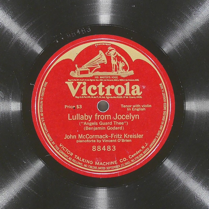 JOHN MCCORMACK Fritz Kreisler Lullaby Jocelyn Angels Guard Thee VICTOR 88483 VG+