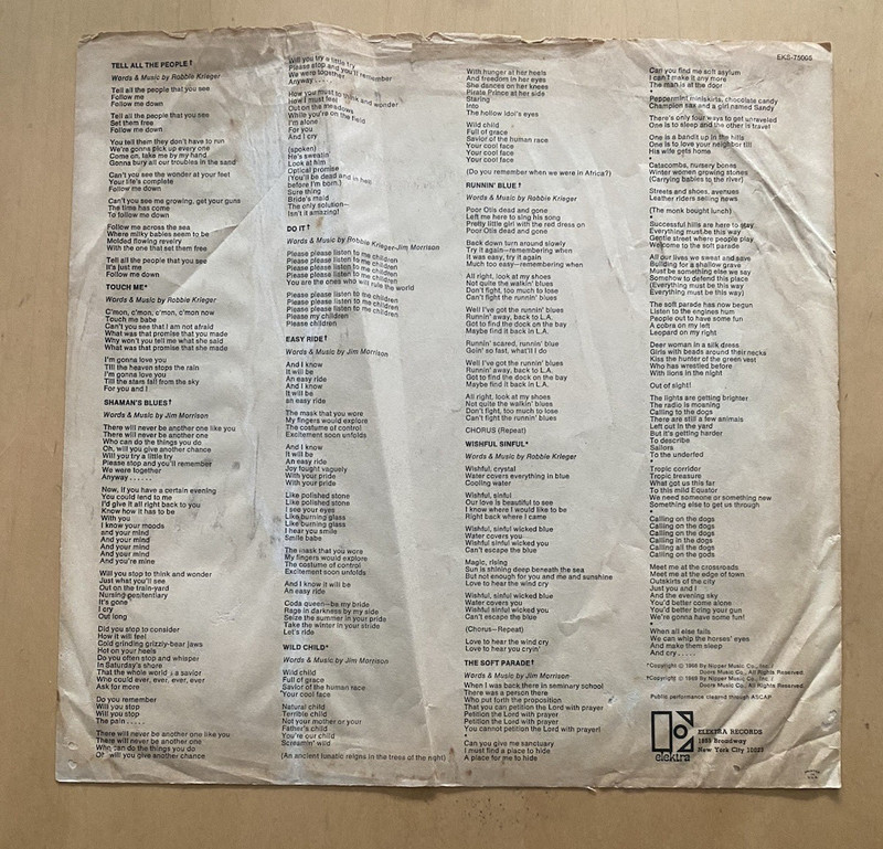 THE DOORS THE SOFT PARADE 1969 1ST PRESS CLASSIC HARD BLUES ROCK PSYCH INNER VG gallery