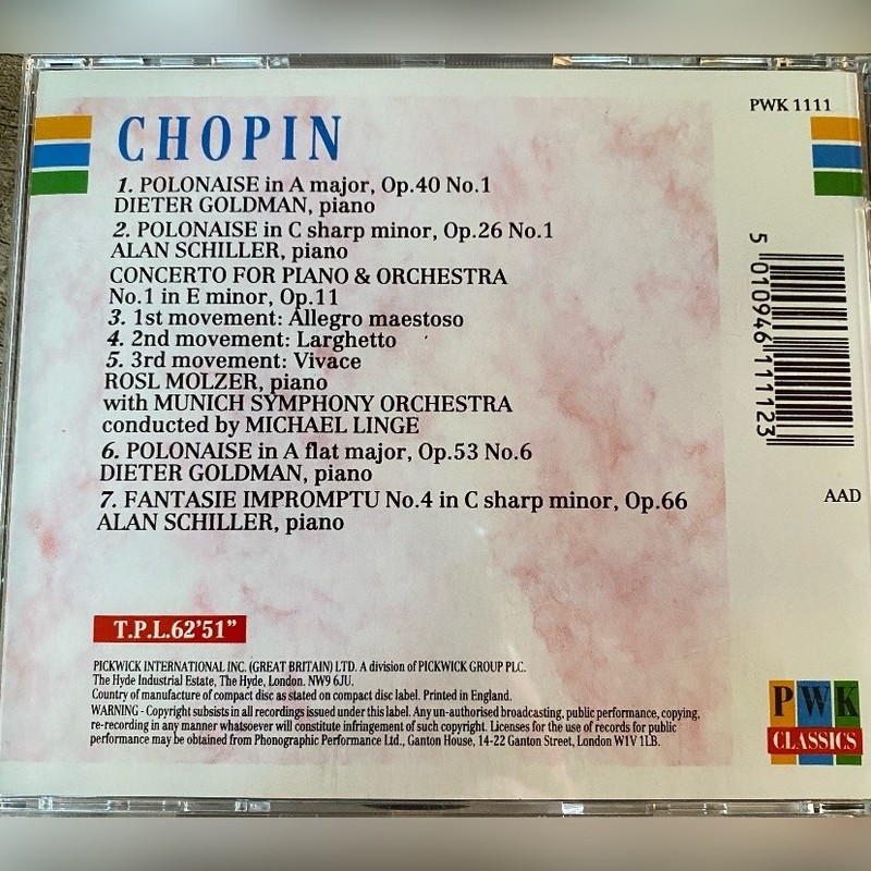 Vintage Chopin Piano Classics CD Remastered PWK 1111 Munich Symphony 1985 gallery
