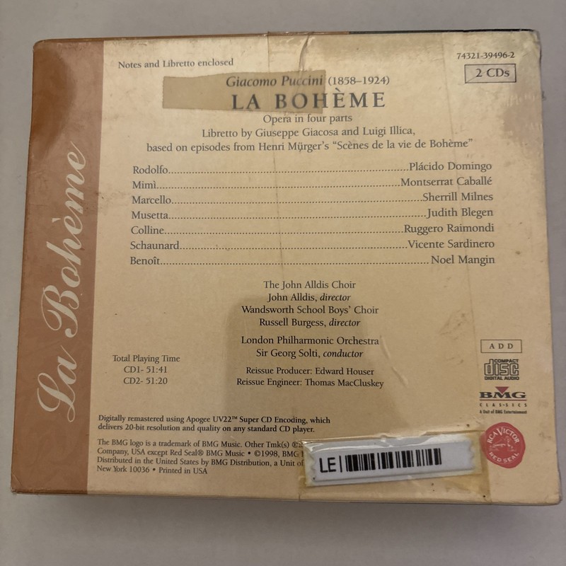 Giacomo Puccini: La Boheme Opera 4 Acts RCA Opera Treasury Conductor Georg Solti gallery