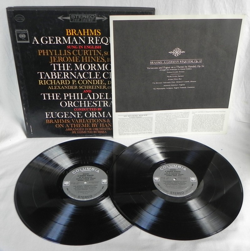 Brahms «A German Requiem» 2 LP Box Set, Columbia 1963, Ormandy, Mormon Choir