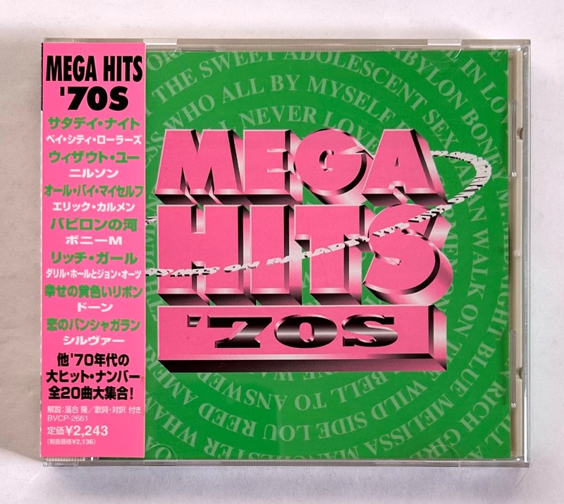 MEGA HITS ’70s V.A. JAPAN PROMO CD w/OBI BAT CITY ROLLERS SILVER ERIC CARMEN E01