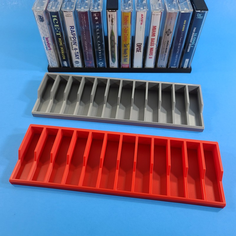 Retro Cassette Tape Storage Rack – 3D-Printed Organizer Holds 12 Tapes 11 Colors
