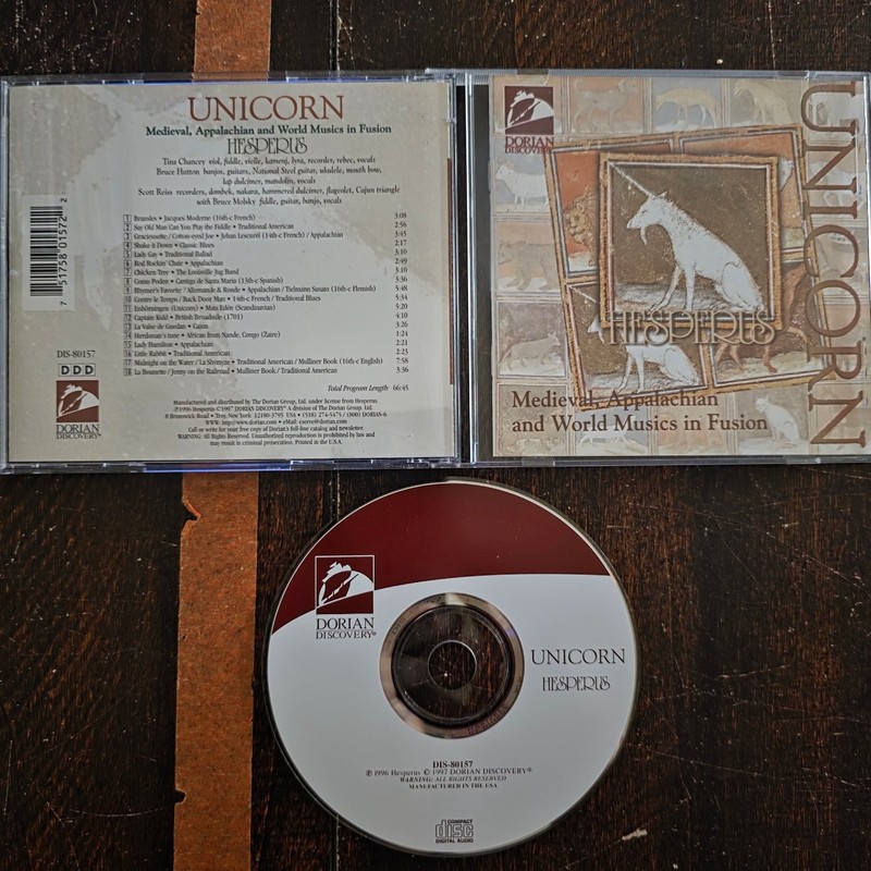 HESPERUS – UNICORN CD 1997 Medieval Appalachian World Music DORIAN DISCOVERY