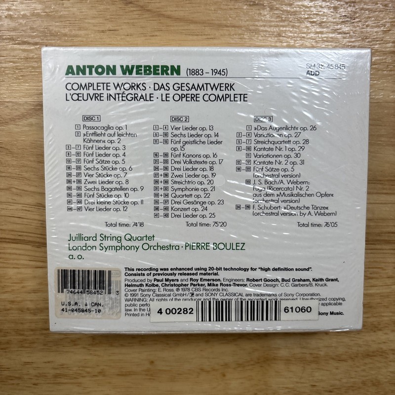 Pierre Boulez: Webern - Complete Works Opp. 1-31 (CD, 1991, 3 Disc) New Sealed gallery