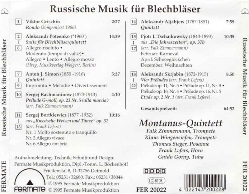 RUSSISCHE MUSIK FR BLECHBL„SER NEW CD