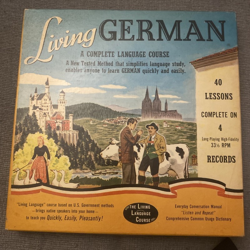 Living German A Complete Language Course 40 Lessons on 4 Records 33 1/3 + Manu