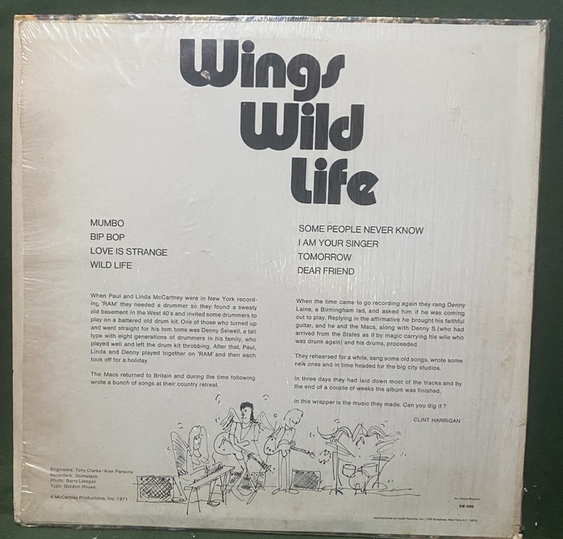 WINGS WILD LIFE ORIGINAL 1971 SEMI SEALED (BEATLES PAUL McCARTNEY) STICKER/FS gallery