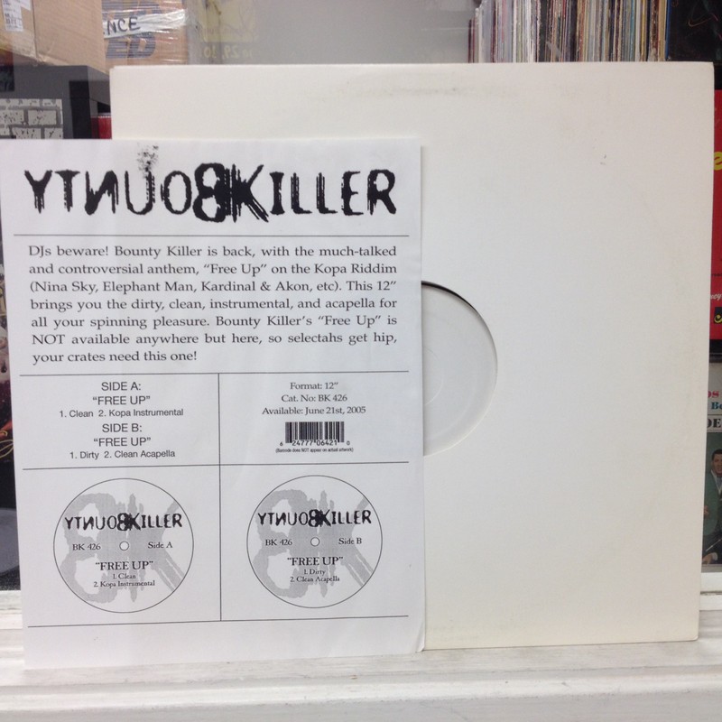[REGGAE]~NM 12″~BOUNTY KILLER~Free Up~[x4 Mix]~WLP PROMO~Test Press~Insert