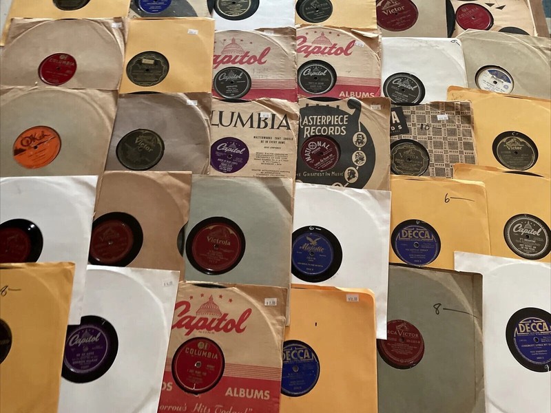 Lot of 10 78 rpm 10″ Vinyl Records (shellac, phonograph) Mixed Genre All Sleeved
