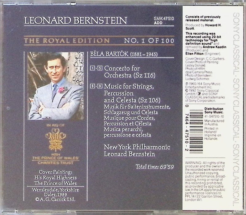 Leonard Bernstein – Bartók Concerto for Orchestra Music for Strings CD 1992 Sony gallery
