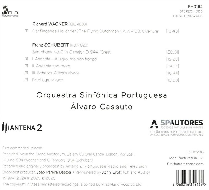 ALVARO CASSUTO / ORQUESTRA SINFONICA PORTUGUESA SCHUBERT: SYMPHONY NO. 9 'GREAT'