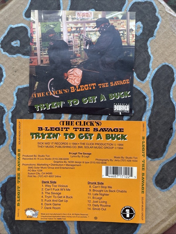 1994 B-Legit «The Savage» CD Original Album Artwork Only (No CD)