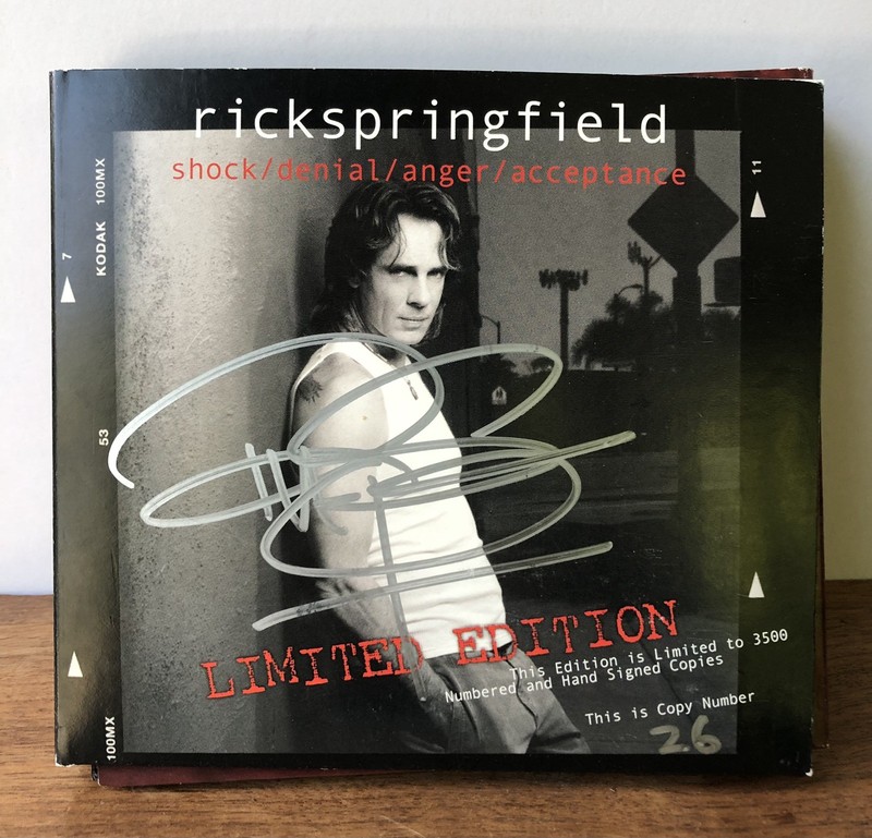 RARE SIGNED RICK SPRINGFIELD SHOCK/DENIAL/ANGER/ACCEPTANCE CD Set * missing 1