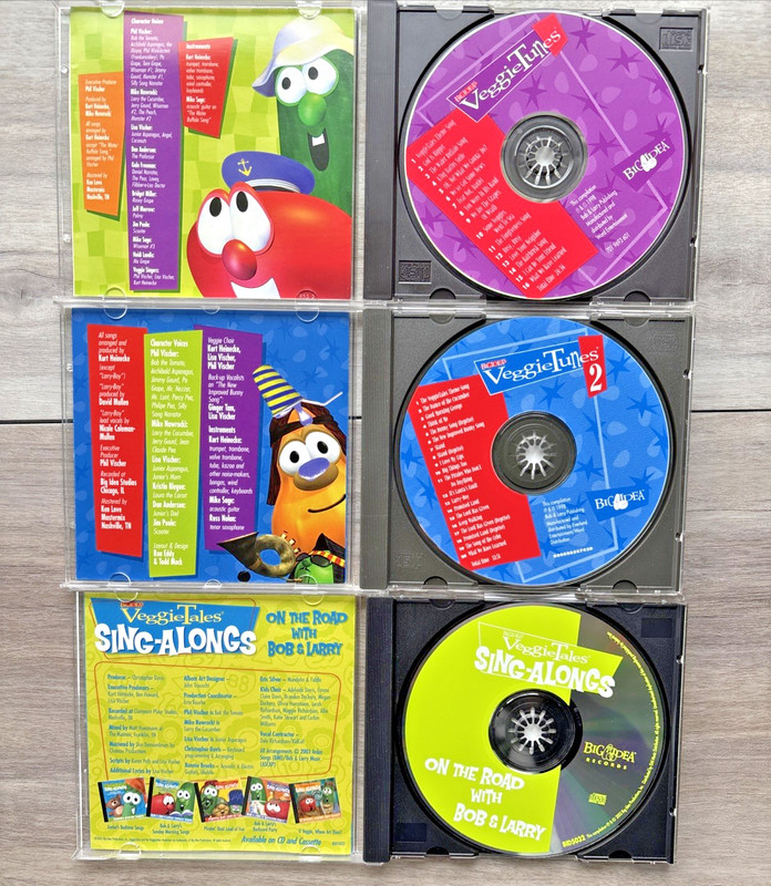 1998 Big Idea Veggie Tales 3 CDs Veggie Tunes Sing-Alongs Larry Bob Lot Music gallery