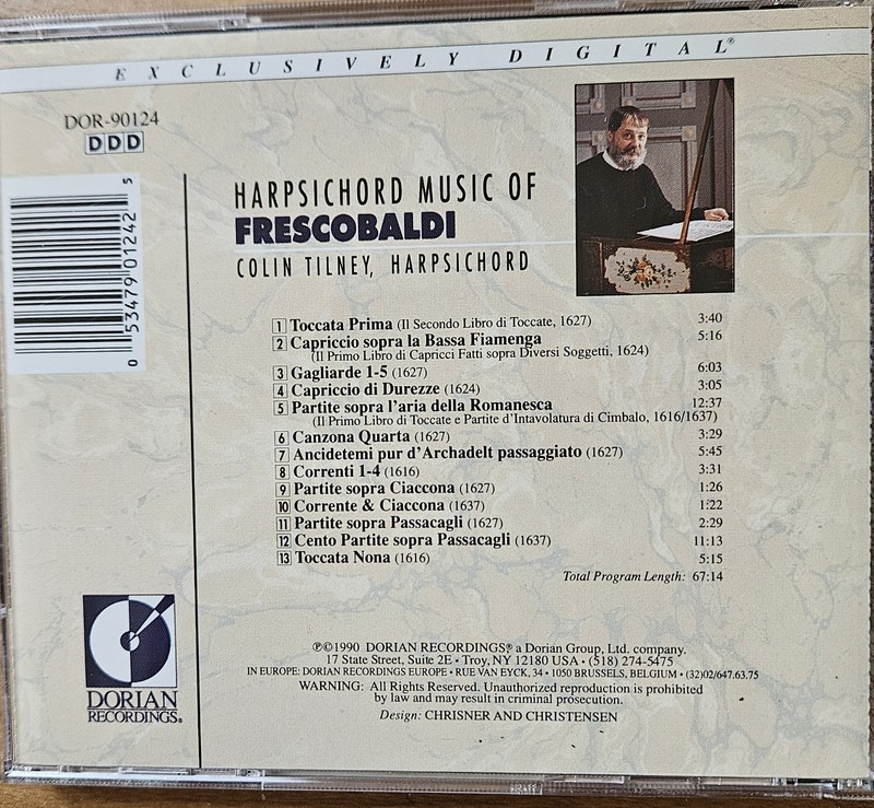 Harpsichord Music of Frescobaldi by Frescobaldi / Tinley (Dorian DOR-90124) gallery