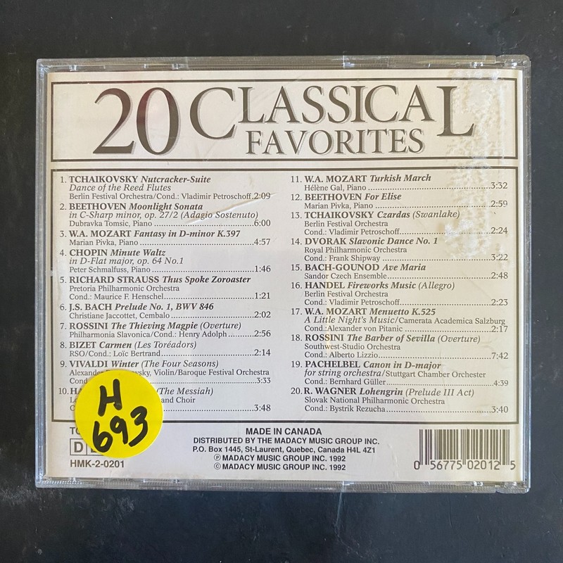 20 Classical Favorites CD 1992 Compilation Madacy Tchaikovsky Beethoven Mozart gallery