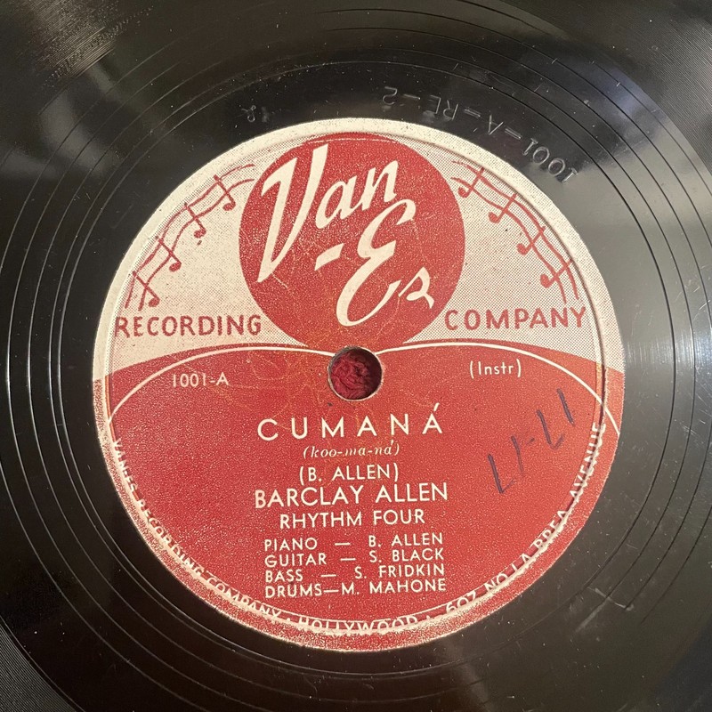 78RPM Barclay Allen Rhythm Four 10″ Van-Es 1001 (Jazz, 1948)