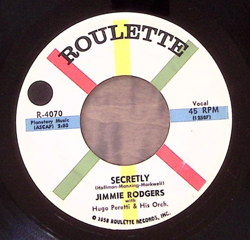 JIMMIE RODGERS MAKE ME A MIRACLE/SECRETLY ROULETTE REC VINYL 45 52-64