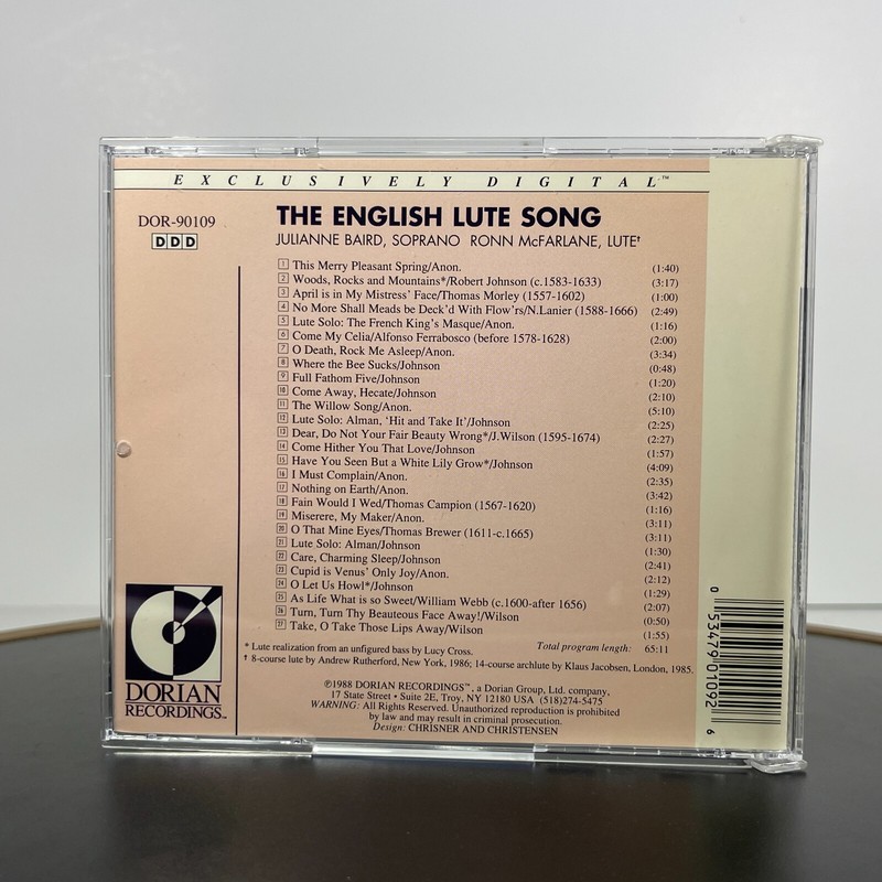 English Lute Song by Julianne Baird (CD, 1993) gallery