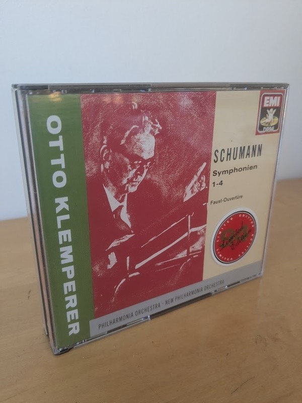 Schumann: Sym. 1-4, Faust Overture. Klemperer/Philharmonia Orch. 2 CDs EMI 1990
