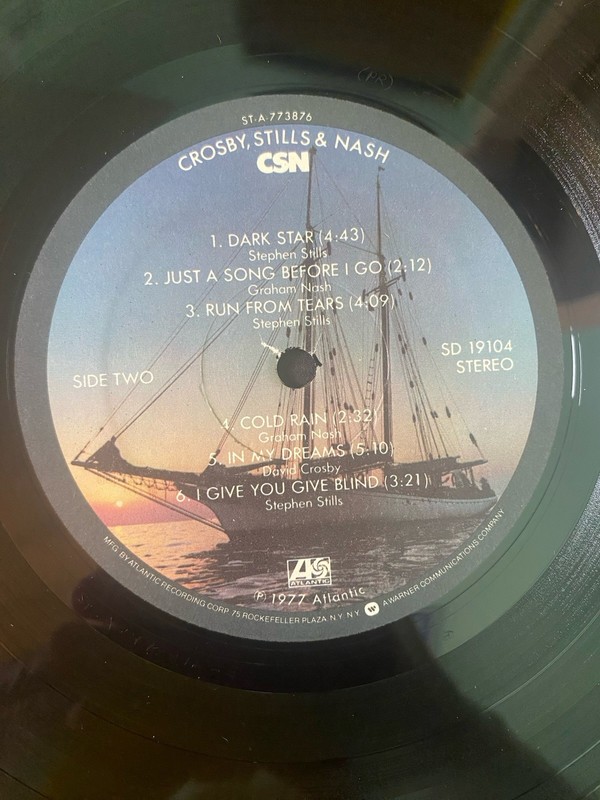 CROSBY STILLS AND NASH CSN EX LP ORIG. 1977 ATLANTIC W/ INNER SLEEVE FREE SHIP gallery