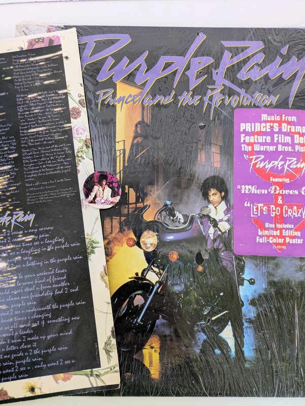 Prince Purple Rain Vinyl LP Album 1984 Original Press W/ Lyric Inner & Pin VG