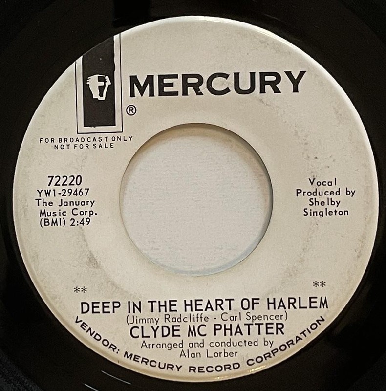 Clyde McPhatter Deep In The Heart of Harlem 45 rpm EX Mercury Soul Pop (1963) DJ