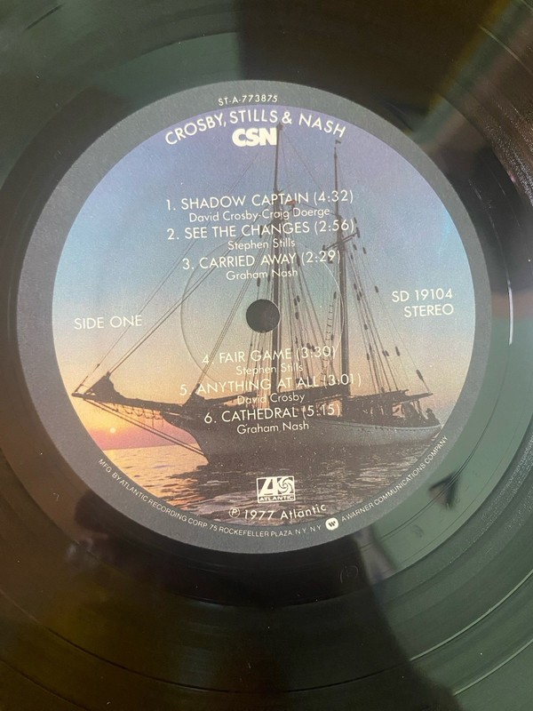 CROSBY STILLS AND NASH CSN EX LP ORIG. 1977 ATLANTIC W/ INNER SLEEVE FREE SHIP gallery