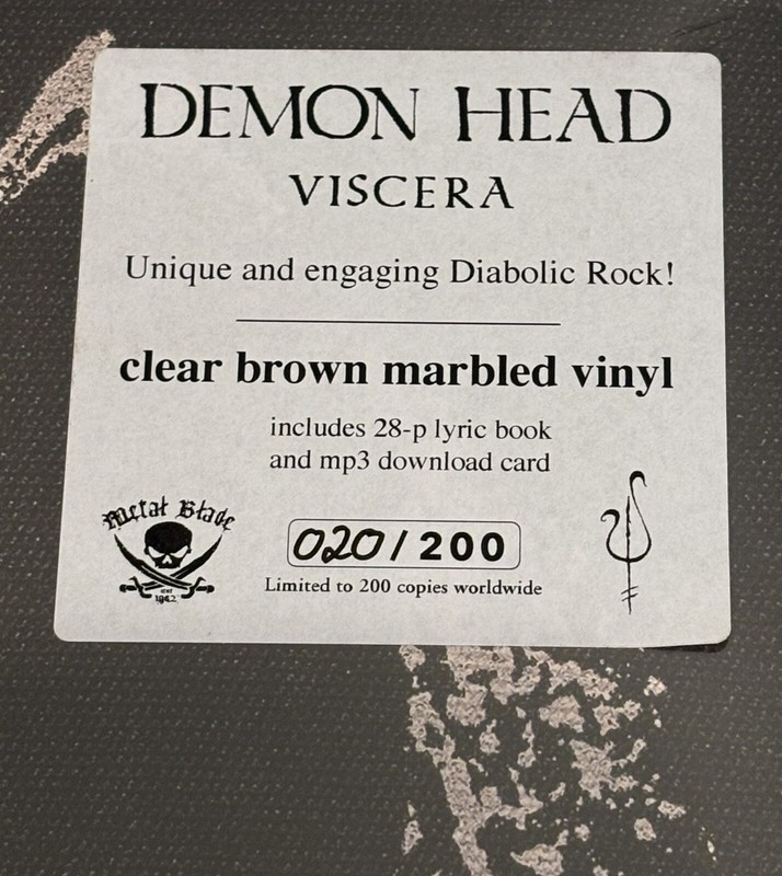 Demon Head - Viscera LP 2021 Metal Blade Clear Brown Marble Numbered New Sealed gallery