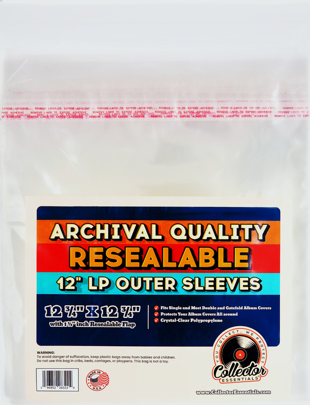 50pk Resealable LP Outer Sleeves 2 Mil Polypropylene, 12.75″ x 12.75″ 12″ Vinyl