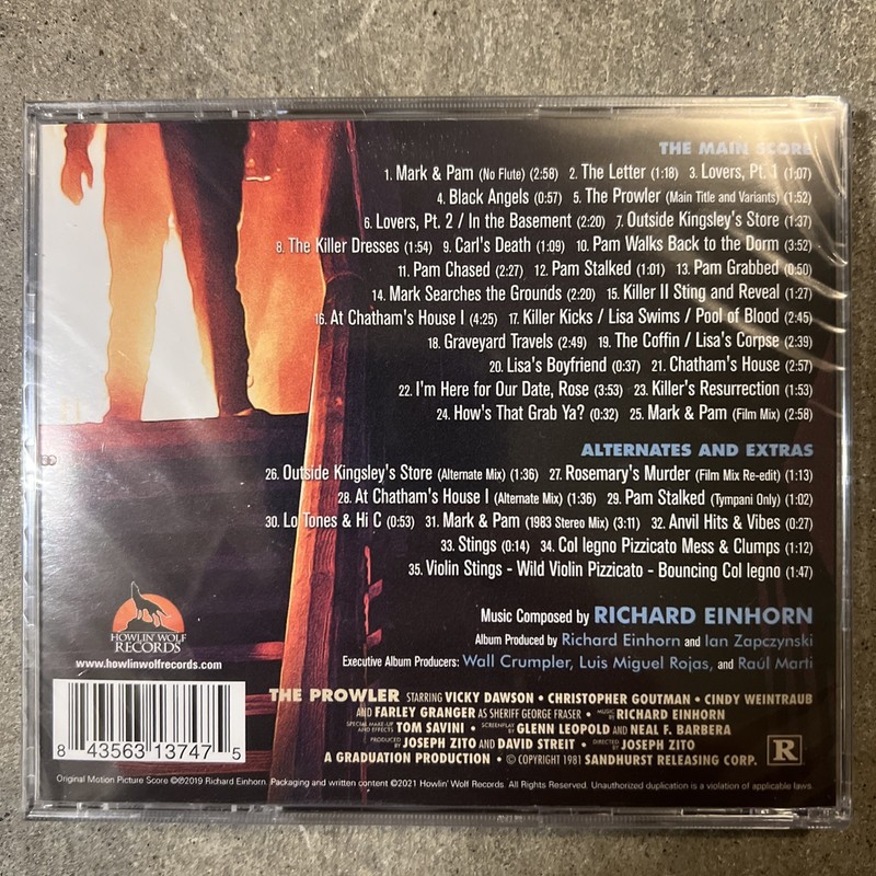 The Prowler 1981 Soundtrack CD HOWLIN’ WOLF Records Richard Einhorn Horror OST gallery