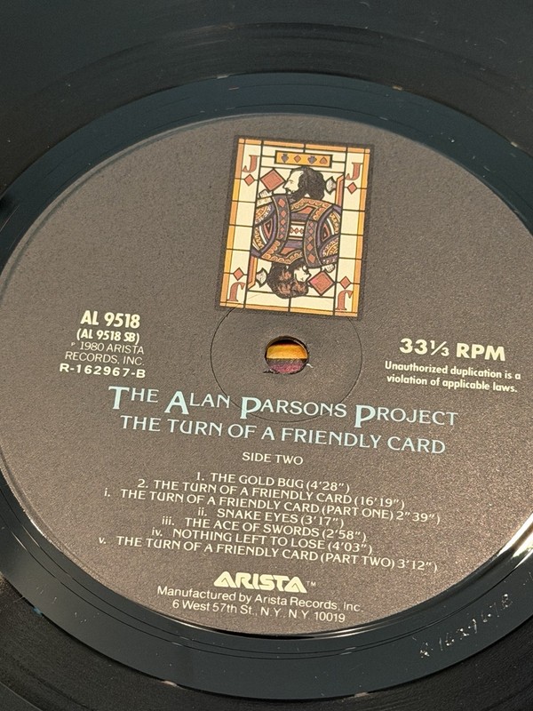 The Alan Parsons Project The Turn Of A Friendly Card LP AL9518 1980 NM+ Vinyl gallery