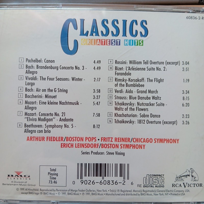 RCA CLASSICS Greatest Hits 16 of the best Music Pieces Ever CD LIKE NEW Restored
