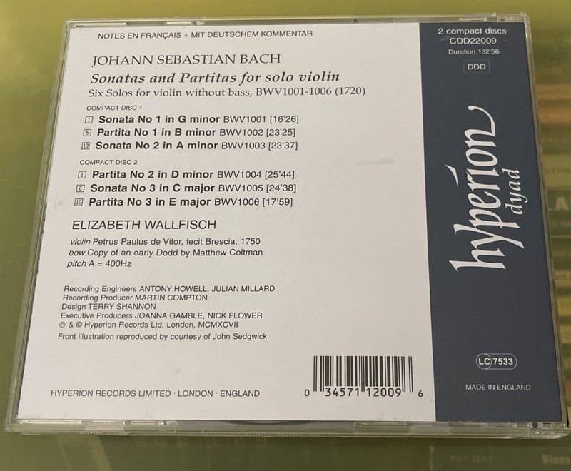 Son Vn/Part Vn by J.S. Bach (CD, 1997) gallery