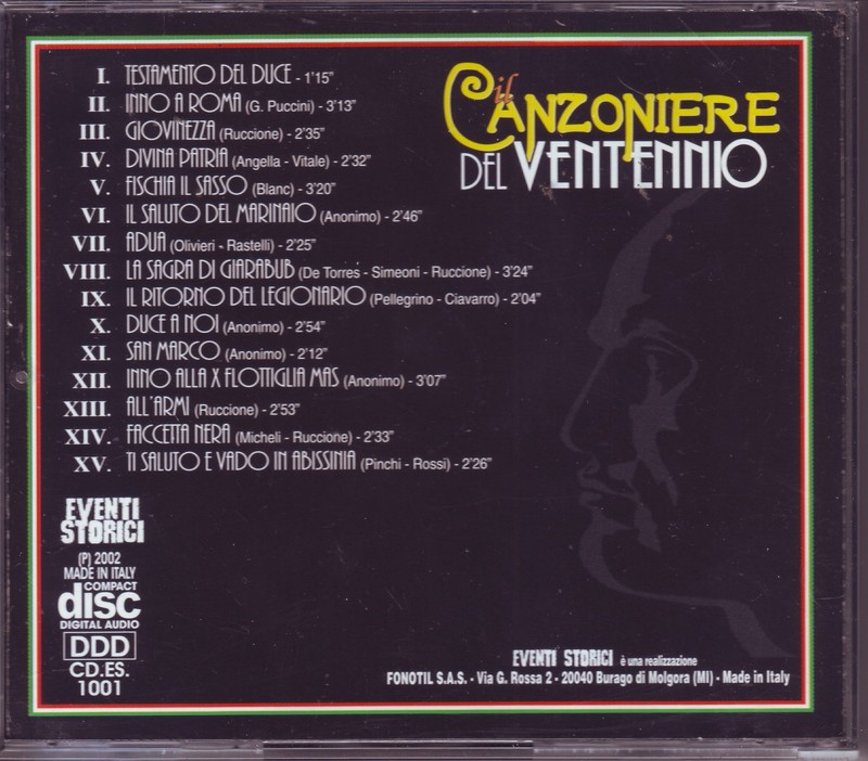 IL CANZONIERE DEL VENTENNIO Vol. 1 (2002) CD, Compilation, Fonotil – CD.ES.1001 gallery