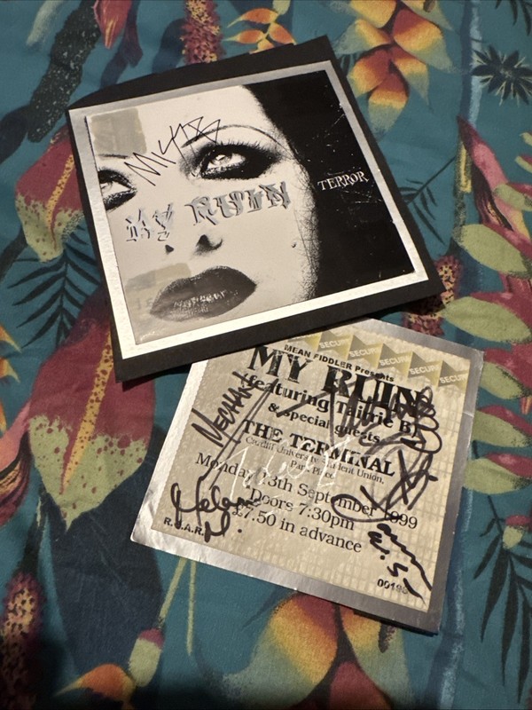 My Ruin Full Band & Tairrie B Signed Ticket And Terror Cd Cover Autographed