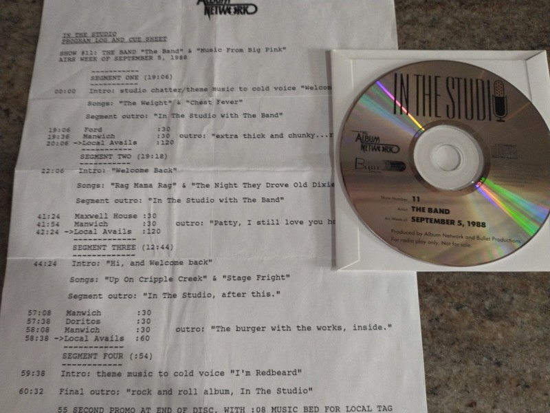 The Band In The Studio ‘1/Music From Big Pink’ 1 cd M&I radio show 9/5/88 #11