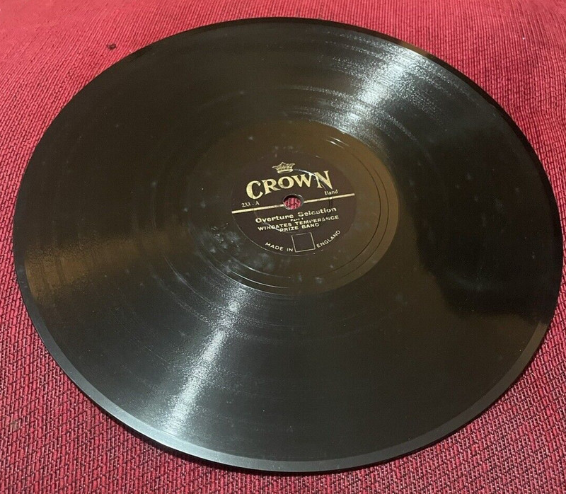 Overture Selection-Wingate's Temperance Prize Band-78 rpm-9" Crown record-233 gallery